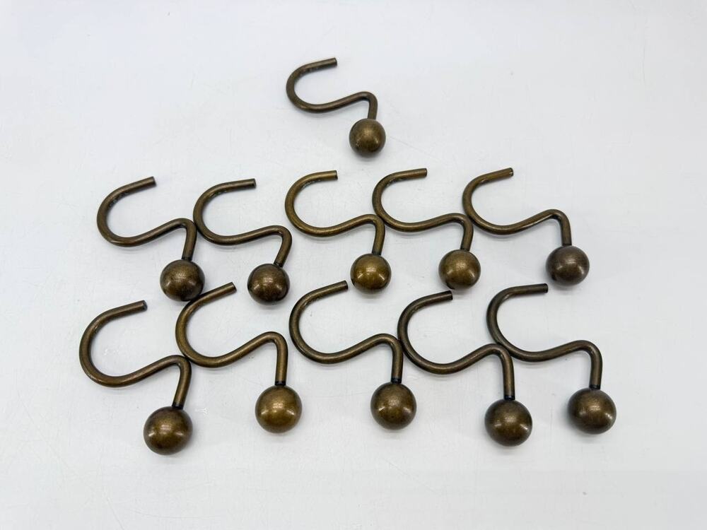 Metal S Shaped Shower Curtain Hooks Ball End Bronze Tone 1.25 lb